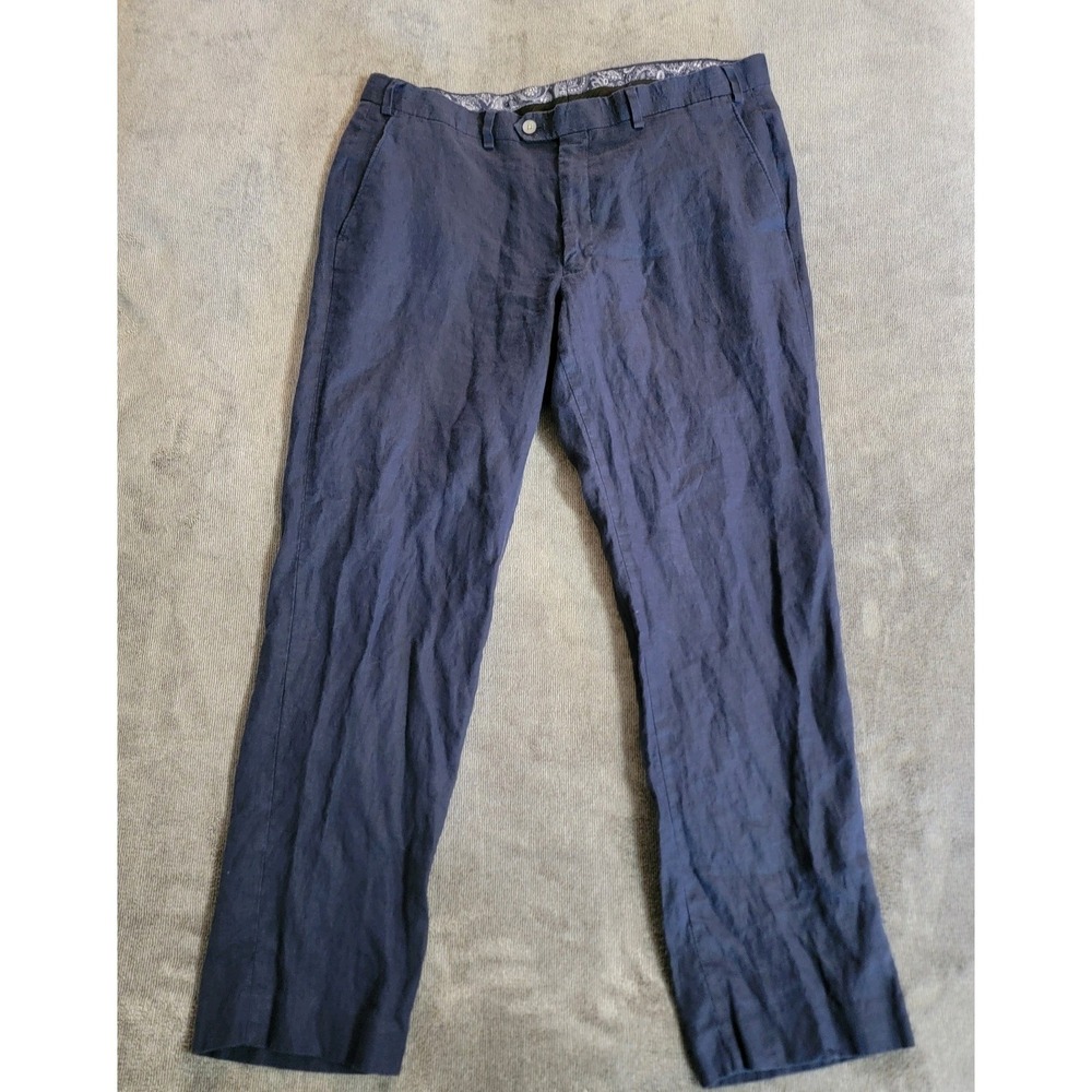 Vintage Y2k Lauren Ralph Lauren 100% Linen Men's Dress Pants Navy Blue 36x30